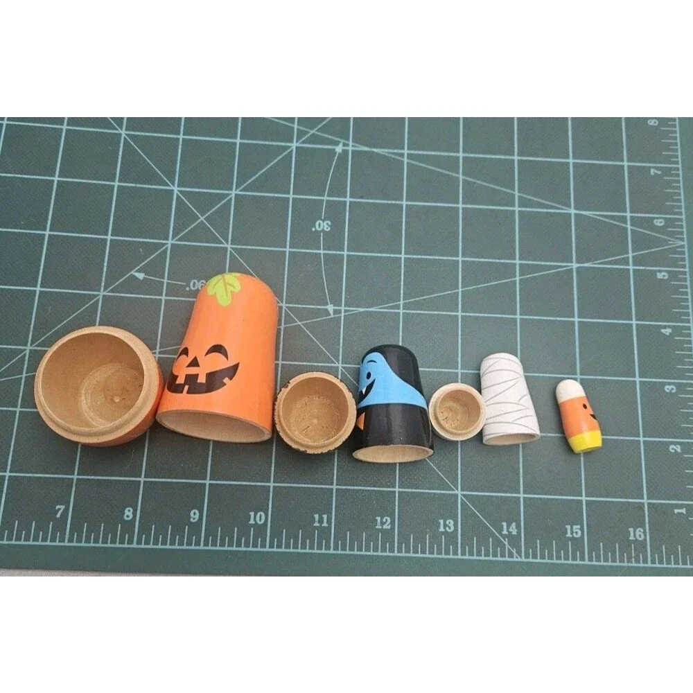 Halloween Nesting Dolls Pumpkin Vampire Mummy Candy Corn